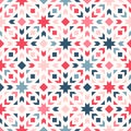 Colorful vector geometric ornament. Abstract seamless pattern. Abstract background in pink, blue and white color. Royalty Free Stock Photo