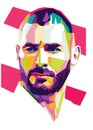 Colorful vector geometric portrait of Karim Mostafa Benzema, a professional footballer