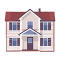 Colorful Vector Icon Of American Single Family House Separated On White