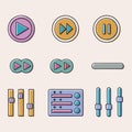 Colorful vector icons of media player controls Royalty Free Stock Photo