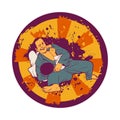 Colorful vector illustration with Brazilian Jiu Jitsu Fighters. Royalty Free Stock Photo