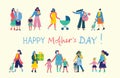 Colorful vector illustration concepts of Happy Mother's day . Mothers with the children for greeting cards, posters and Royalty Free Stock Photo