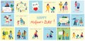 Colorful vector illustration concepts of Happy Mother's day . Mothers with the children for greeting cards, posters and Royalty Free Stock Photo