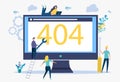 Colorful vector illustration, error 404, disconnect from the internet, not available. People connect internet access