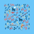 Colorful vector illustration inspired Spanish corrida Royalty Free Stock Photo