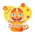 Colorful Vector Illustration. Lucky Cartoon Mascot. Funny Theme For Kids T-Shirt Design.