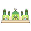 Colorful vector illustration of a mosque building, perfect for a concept icon or logo