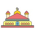 Colorful vector illustration of a mosque building, perfect for a concept icon or logo