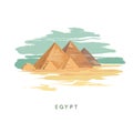 Colorful vector illustration pyramids of Giza, Egypt hand drawn in white background