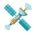 Colorful vector illustration of satellite with solar panels for communication Royalty Free Stock Photo