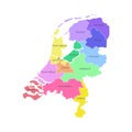 Colorful vector isolated simplified illustration icon with grey silhouette of Netherlands Holland provinces