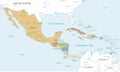 Colorful Vector map of Central America Royalty Free Stock Photo