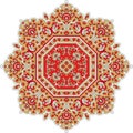 Colorful vector ornament kalamkari outline mandala round design