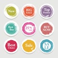 Colorful vector paper circle, sticker, label, banner with brush strokes. Royalty Free Stock Photo