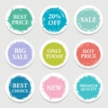 Colorful vector paper circle, sticker, label, banner with brush strokes.