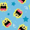 Colorful vector pattern with funny monsters Royalty Free Stock Photo