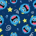 Colorful vector pattern with funny monsters