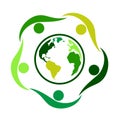 Colorful Vector of People United going Green Background