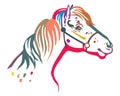 Colorful vector pony portrait Royalty Free Stock Photo