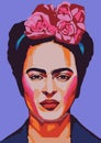 A colorful vector portrait of Frida Kahlo, A mexican painter