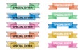 Colorful vector ribbon banner collection, trendy flat geometric Royalty Free Stock Photo