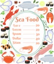Colorful vector seafood menu poster