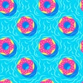 Colorful vector seamless pattern of funny donuts.