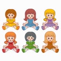 Colorful vector set with dolls