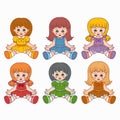 Colorful vector set with dolls for kids Royalty Free Stock Photo
