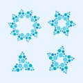 Colorful vector stars, flowers made of circle dots. Abstract snowflakes Royalty Free Stock Photo