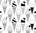 Colorful vector summer seamless pattern with fruits and ice cream illustration Royalty Free Stock Photo