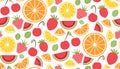 Colorful vector summer seamless pattern with fruits and ice cream illustration