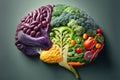 Colorful Vegetable Brain: Symbolizing Vegetarianism and Healthy Nutrition, generative ai