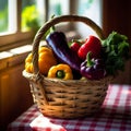 Colorful Vegetable Bundle with Wooden Basket