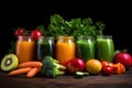 Colorful vegetable juice - healthy drink. Generative AI Royalty Free Stock Photo