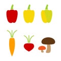 Colorful vegetables icons