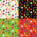 Colorful vegetables seamless patterns Royalty Free Stock Photo