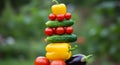 Colorful Vegetables Stacked in a Pyramid Outdoors Royalty Free Stock Photo