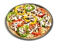 A colorful vegetarian pizza (top view) Royalty Free Stock Photo