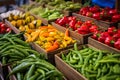 Colorful veggies at vibrant market