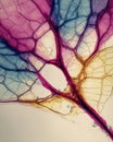 Colorful veins of a leaf under a light microscope Royalty Free Stock Photo
