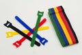 Colorful velcro cable management solution for organizing wires and cords effectively Royalty Free Stock Photo