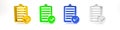 Colorful Verification of delivery list clipboard and pen icon isolated on white background. Minimalism concept. 3D