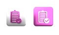 Colorful Verification of delivery list clipboard and pen icon isolated on white background. Square button. 3D render