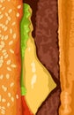 Colorful vertical Closeup hamburger condiment sesame seed background texture