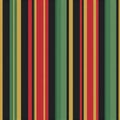 Colorful Vertical Striped Pattern with Red, Green, Yellow, and Black Lines. Royalty Free Stock Photo