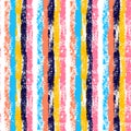 Colorful vertical stripes hand painted striped grunge seamless pattern, vector