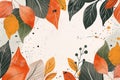 Colorful and vibrant autumn leaves on white background