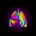 Colorful vibrant color lungs shape medicine logo sign. Anatomical human iridescent fluid gradient neon bright