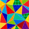 Colorful vibrant colors patchwork flat cartoon seamless vector pattern. Handmade patchwork quilt style background for textile Royalty Free Stock Photo